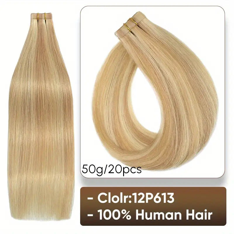 Seamless PU Tape-In Hair Extensions - Invisible Real Human Hair