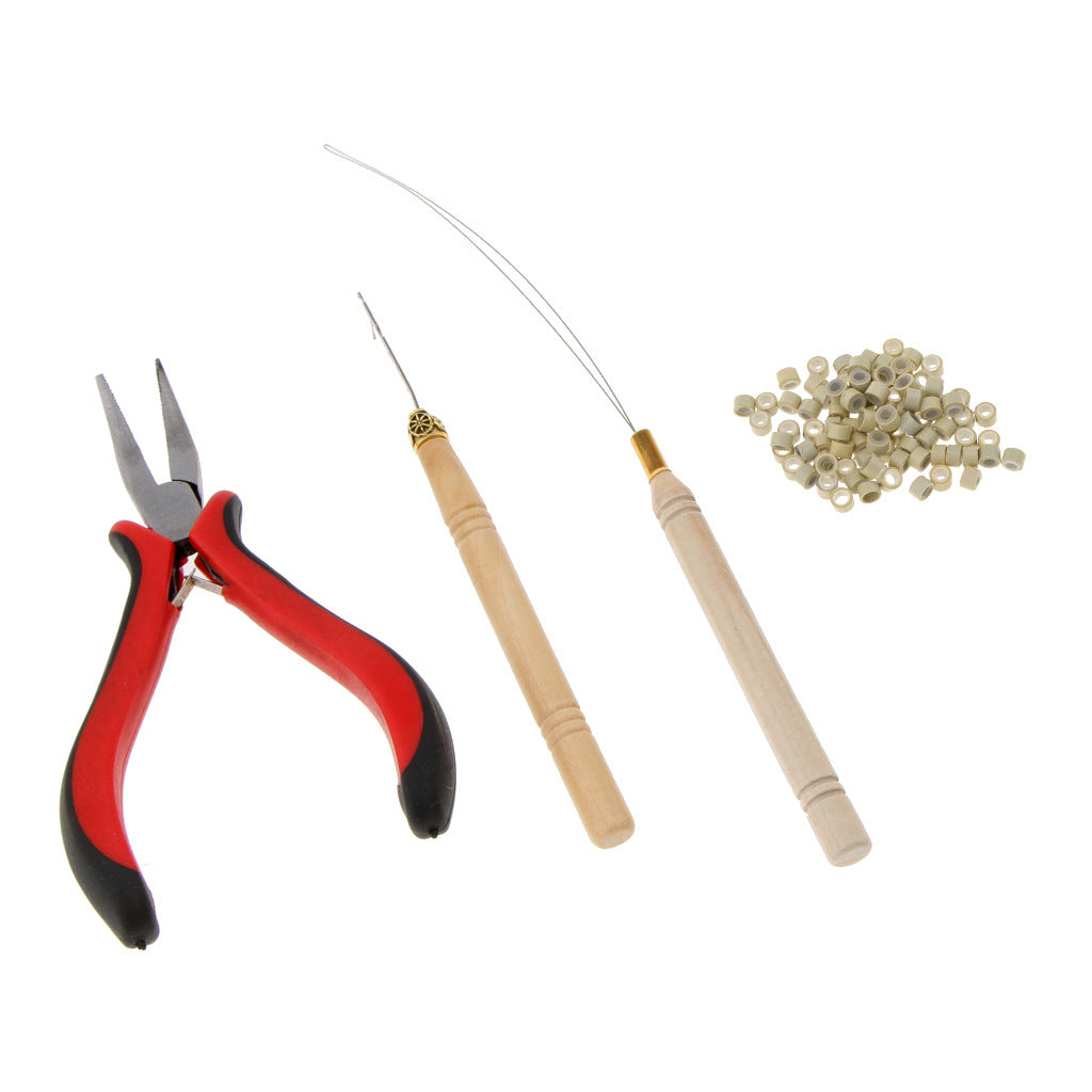 Hair Extension Tool Kit - Silicone Rings, Pliers & Aluminum Beads Set
