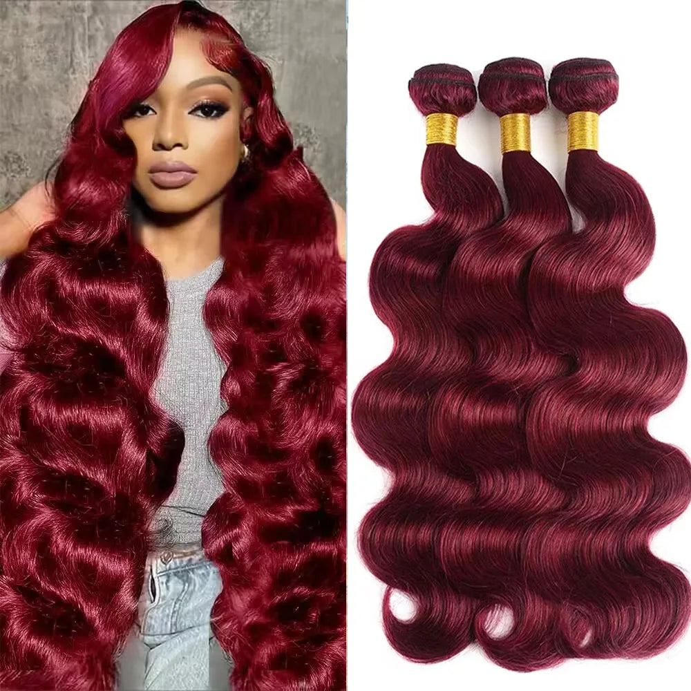 16-40 Inch 99J Burgundy / Blonde 613 Body Wave Bundles - Premium Brazilian Virgin Hair 4/5/6 Bundles