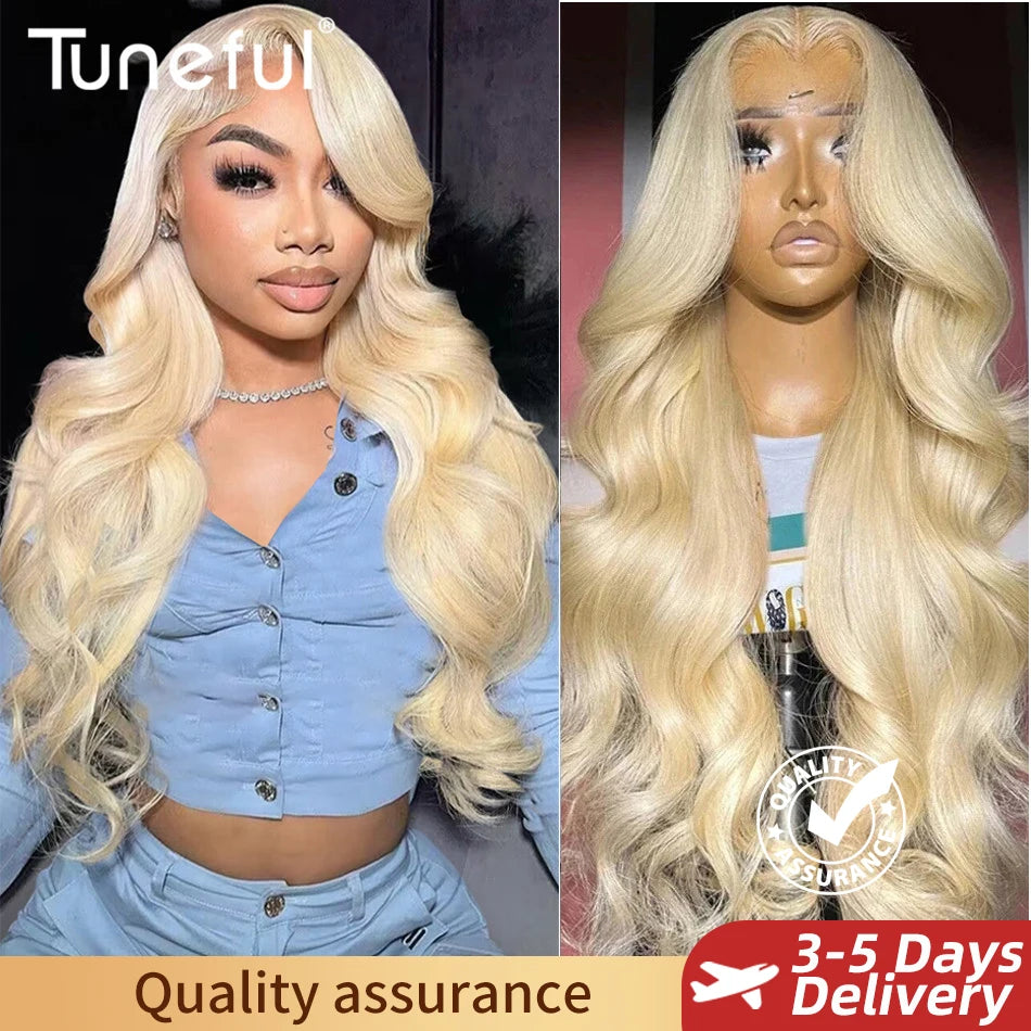 13X6 HD Transparent 613 Blonde Lace Frontal Human Hair Wigs Body Wave Lace Wigs  613 Blonde Lace Front Human Hair Wigs