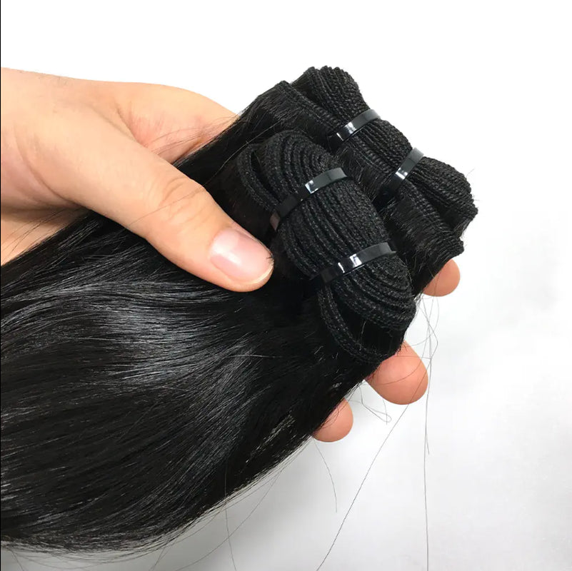 Raw Indian Cuticle Aligned Hair Extensions, Straight Weft, No Tangling, No Shedding, from a Donor Wave Style