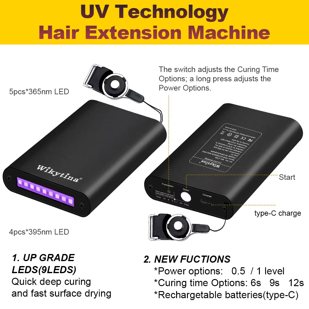 UV Light Hair Extension Kit 2025 with V Light Tools Glue and Curing Lighter for Professional Hair Extensions at Home or Salon
