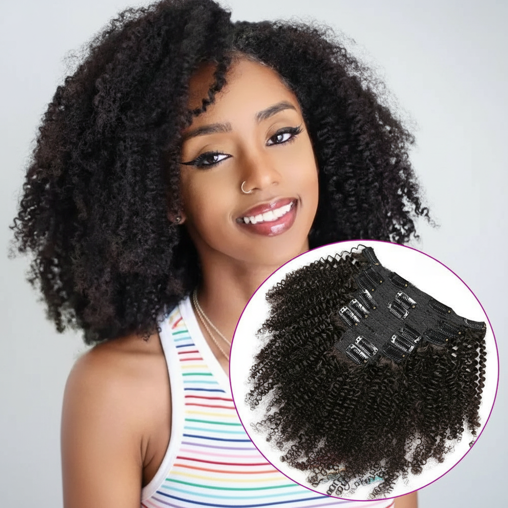 Clean Afro kinky curly hair extensions main image