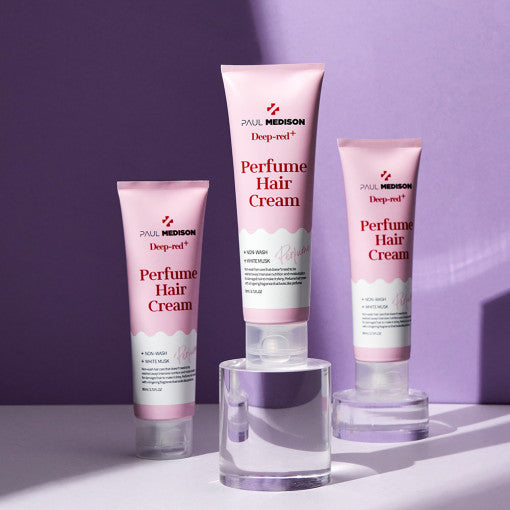 PAUL MEDISON Deep Red Perfume Hair Cream 80ml - White Musk No-Rinse Treatment