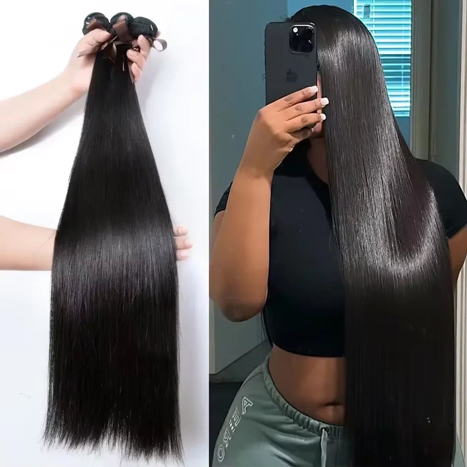 Straight Human Hair Bundles Brazilian Weave Human Hair Bundles 30 40 Inch Bundles Human Hair Remy Hair Extensions