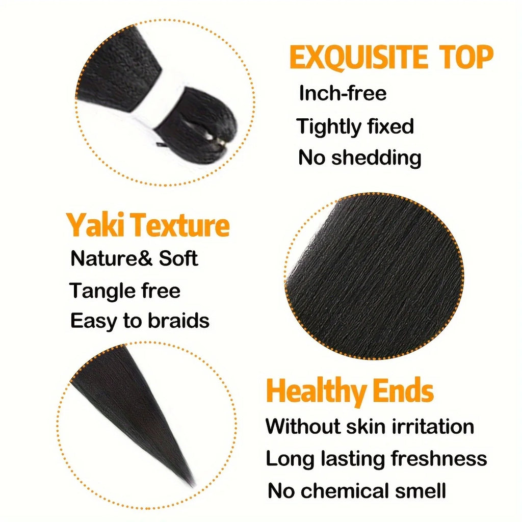 Pre Stretched Synthetic Braiding Hair 3Pcs Natural Black Braiding Hair for Professional Braiding Hair Extensions Crochet Braid