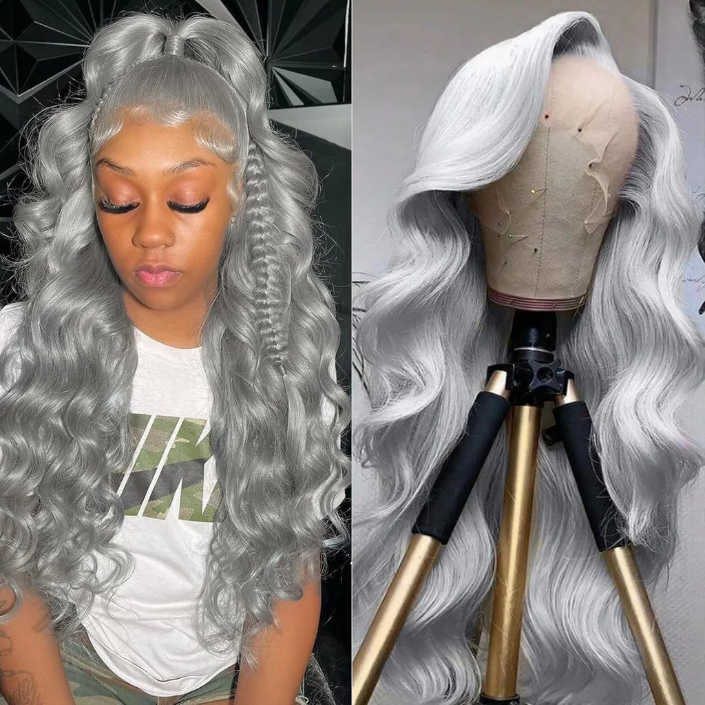 Cosplay Body Wave Silver Grey 13X4 Lace Front Wigs Human Hair 13X6 HD Lace Front Wigs Remy Brazilian 613 Colored Human Hair Wigs