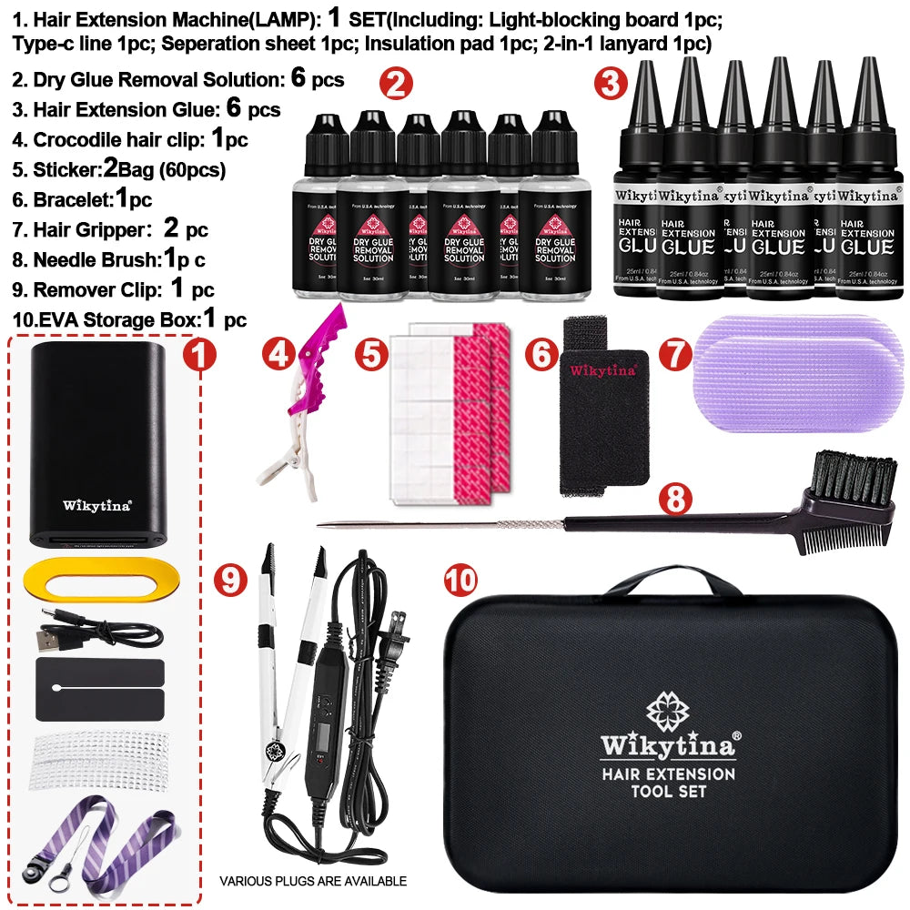 UV Light Hair Extension Kit 2025 with V Light Tools Glue and Curing Lighter for Professional Hair Extensions at Home or Salon