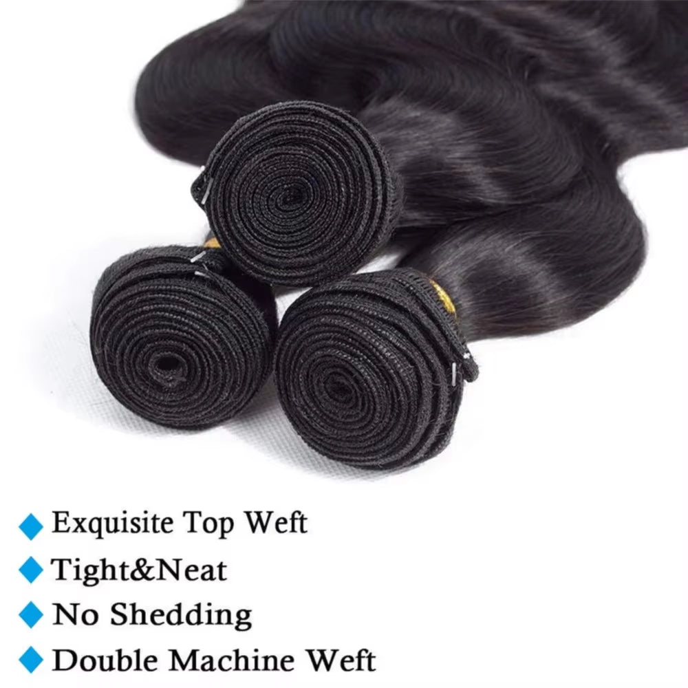 Body Wave Human Hair Bundle Brazilian Remy Hair Weave Raw Virgin Hair Extensions 1 3 4 Bundles Deal Weft Double Drawn Wholesale