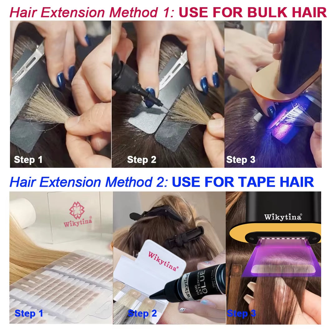 UV Light Hair Extension Kit 2025 with V Light Tools Glue and Curing Lighter for Professional Hair Extensions at Home or Salon