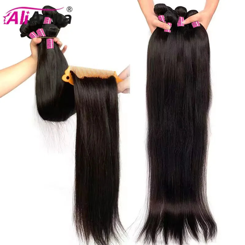 26Inch Human Hair Bundles 10A Brazilian Raw Hair Weave Bundles 30 38 40 Inch Straight Human Hair Bundles Hair Extensions