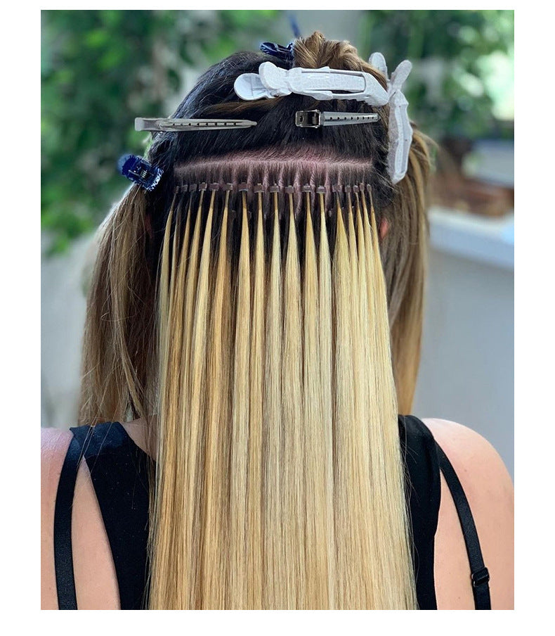 Platinum Blonde I-Tip Extensions - Hand-Tied Weft European Hair