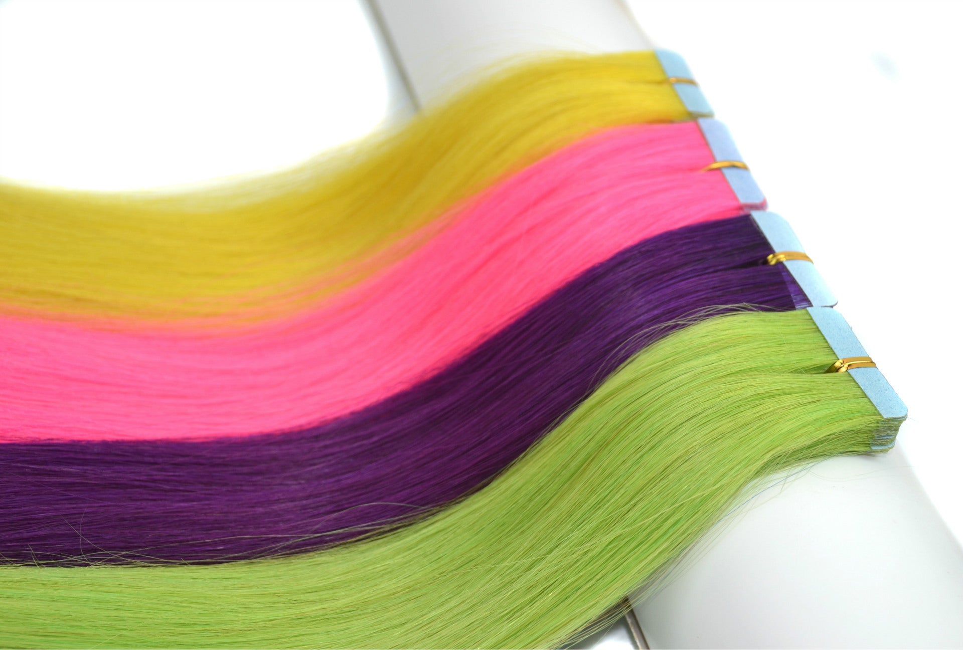 Gradient Color Tape-In Hair Extensions - Human Hair Clip-In Pieces with Adhesive